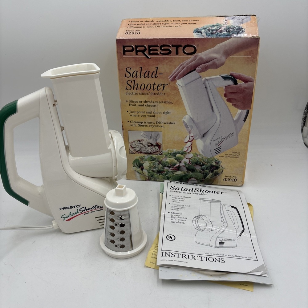 Presto Salad Shooter Model 02910 Electric Slicer Shredder WORKS Box READ